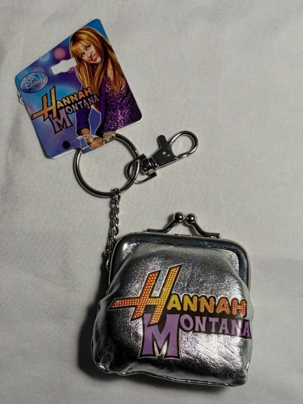 Disney Metallic Silver Hannah Montana Keychain Coin Purse